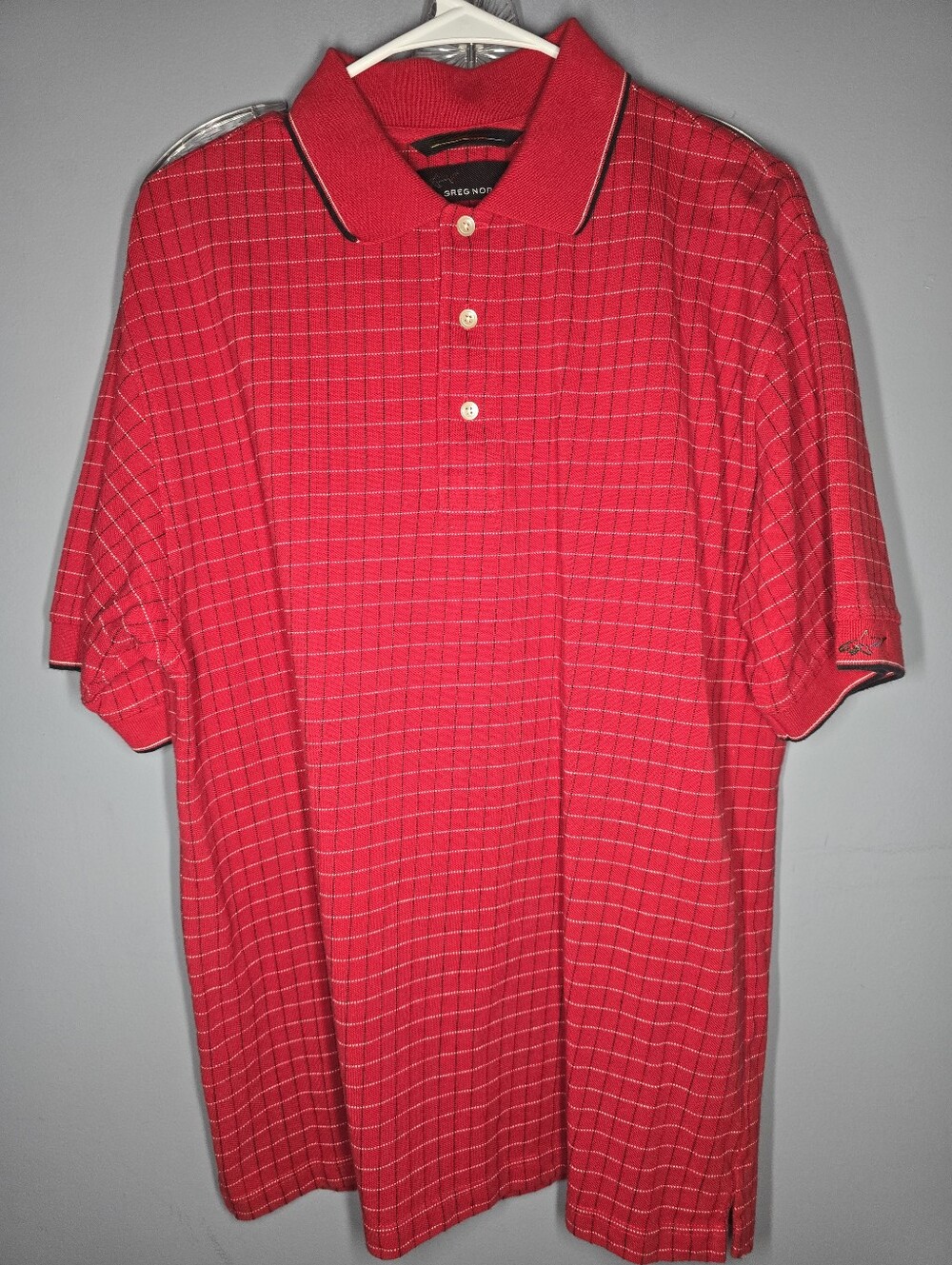Greg Norman Golf Polo Shirt-Mens XL-Red/White/Black- 100% Cotton